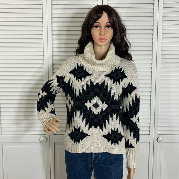 Denim & Supply Ralph Lauren Beige Turtle Neck Silk & Wool Blend Sweater Medium - Picture 2 of 10